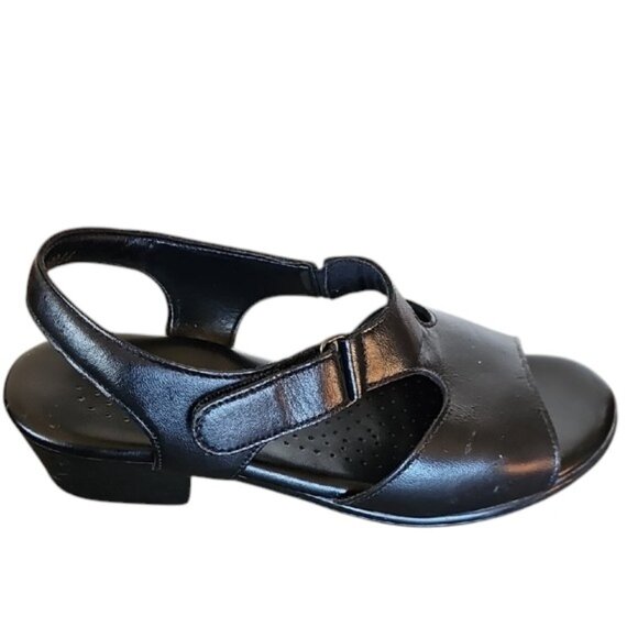 SAS Tripad Comfort Black Leather Open-Toe Sandals Made in USA D6940066 Size 6.5 - Picture 4 of 13